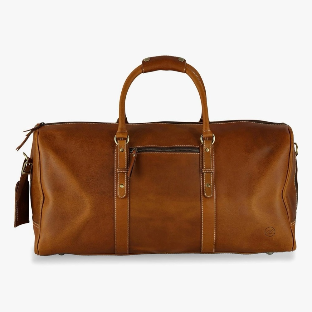 Classic Brown Leather Men's Duffel Bag